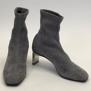Phillip Lim Grey Suede Bootie w/ Square Toe & Heel